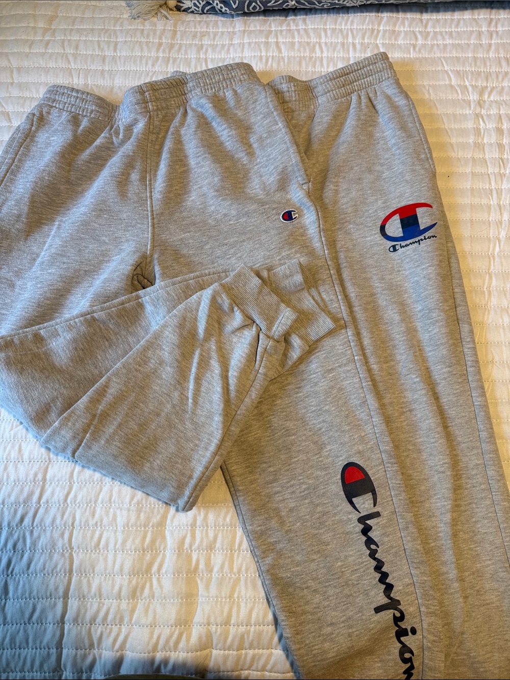 Champion Youth Light Gray Logo Joggers with Red & Navy Accents